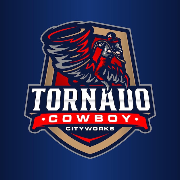 Шаблон логотипа ковбоя торнадо