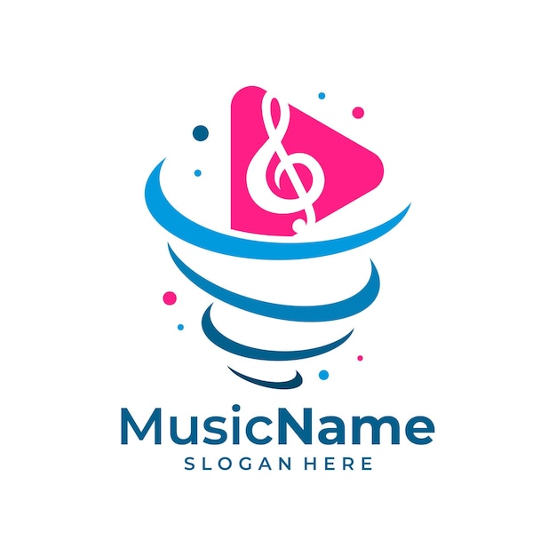 Tornado muziek Logo Vector muziek Tornado logo ontwerpsjabloon