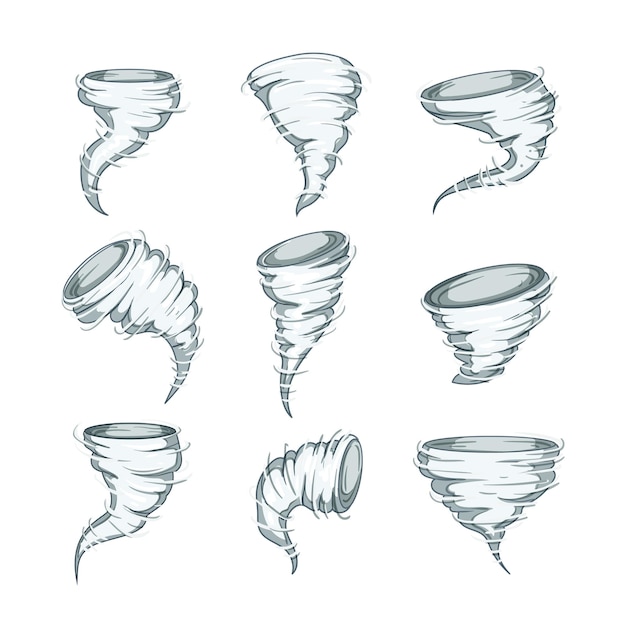 Vector tornado set cartoon vector illustration