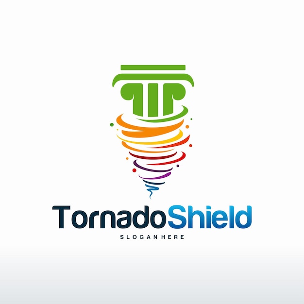 Tornado Shield 로고 디자인, Fortress 로고 템플릿 디자인