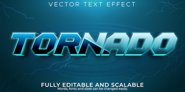 Текстовый эффект шторма торнадо, редактируемый стиль текста урагана и стихийного бедствия