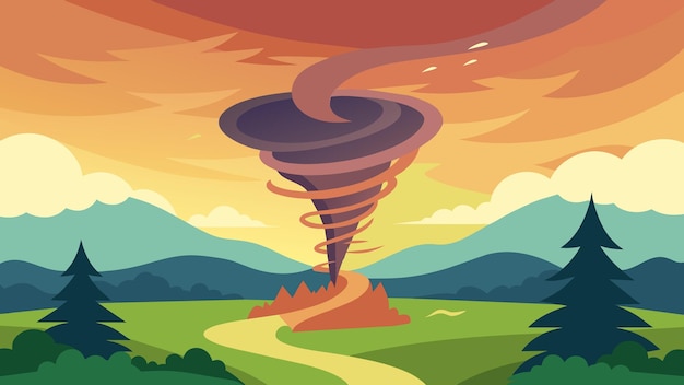 A tornado swirling through a peaceful landscape symbolizing the destructive force of bipolar mood