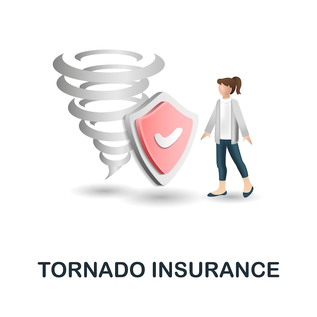 Tornado verzekering pictogram 3d illustratie uit verzekering collectie creatieve Tornado verzekering 3d pictogram voor web design templates infographics en meer