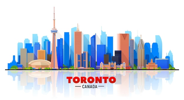 Toronto Canada city skyline vector background Flat vector illustration Business travel and tourism concept with modern buildings Image for banner or website