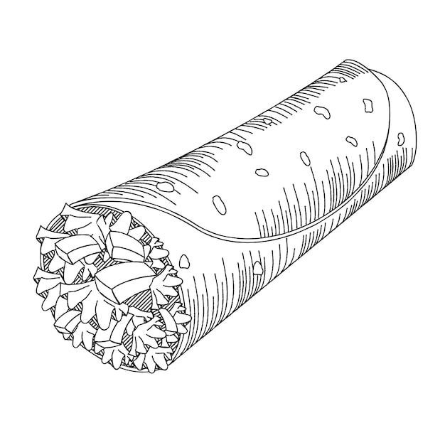 Tortilla wrap outline illustration