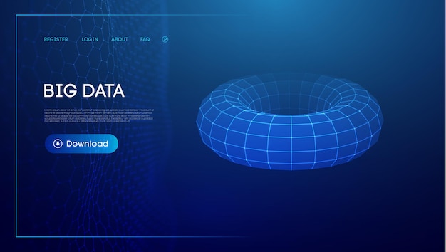 Звено цепи torus tech геометрический фон большие данные векторная перспективная сетка цифровая сеть футуристическое абстрактное искусство