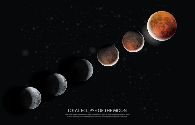 Total eclipse of the moon vector illustration