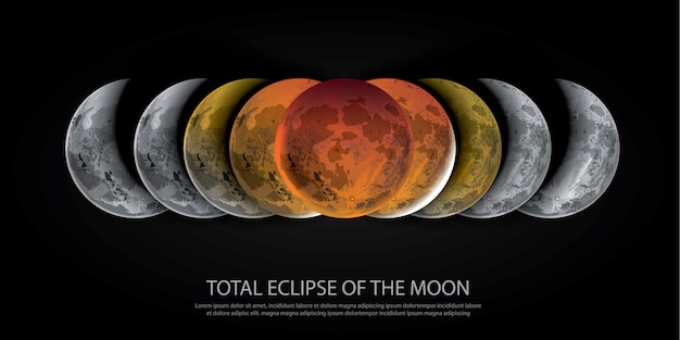 Vector total eclipse of the moon