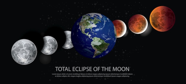 Vector total eclipse of the moon illustratie