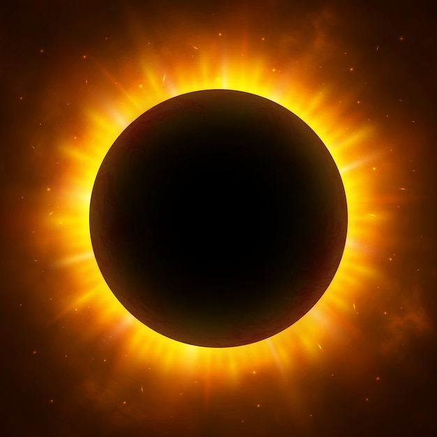 Vettore eclissi totale di sole. eclissi solare.