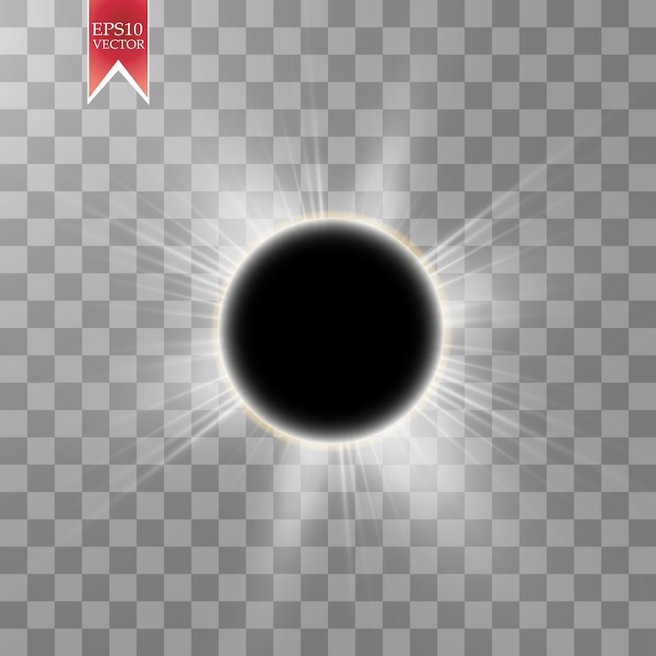 Vector total solar eclipse illustration on transparent background