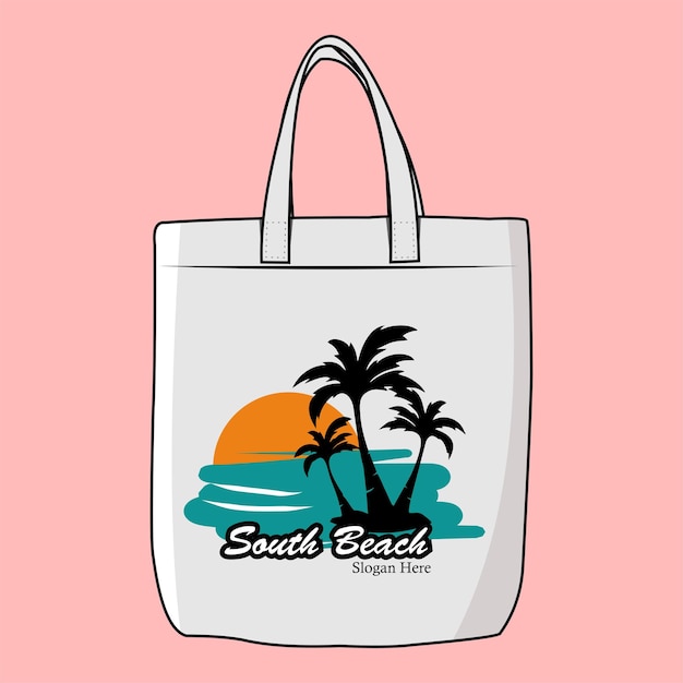 Vettore una borsa con sopra la scritta south beach