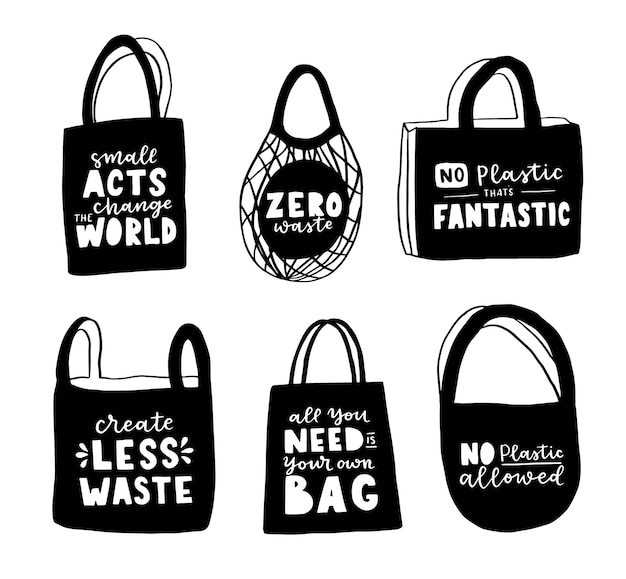 Tote bag with hand drawn lettering