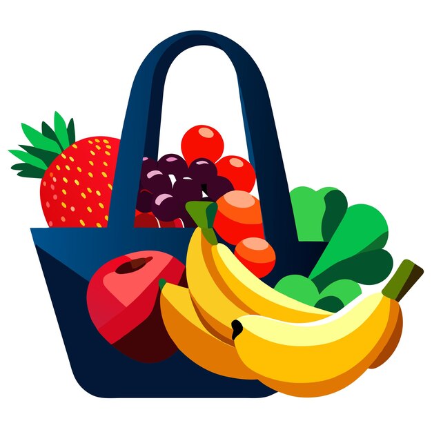 Vector tote shopping eco bags full of fruits