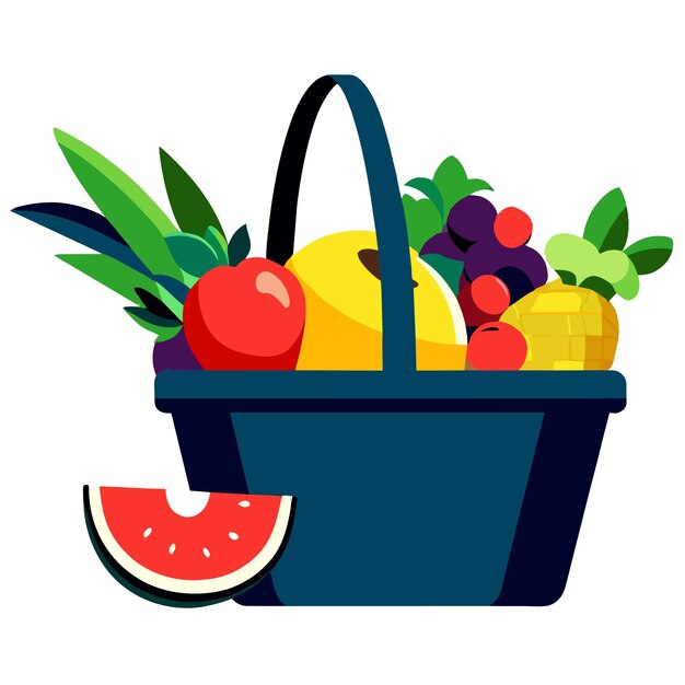 Vector tote shopping eco bags full of fruits