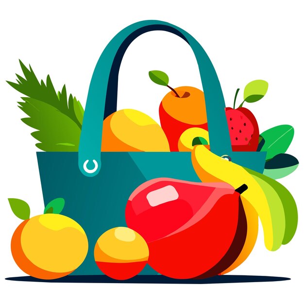 Vector tote shopping eco bags full of fruits