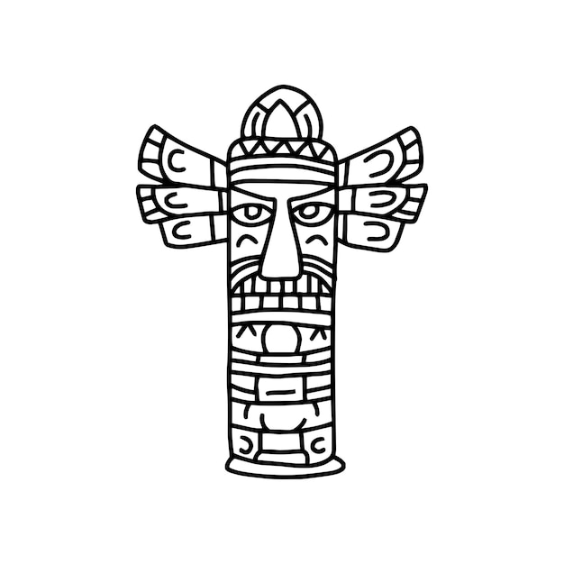 Totem in doodle style Vector on a white background