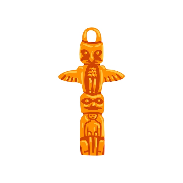 Totem pole civiltà maya simbolo della cultura tribale americana elemento illustrazione vettoriale su un bianco