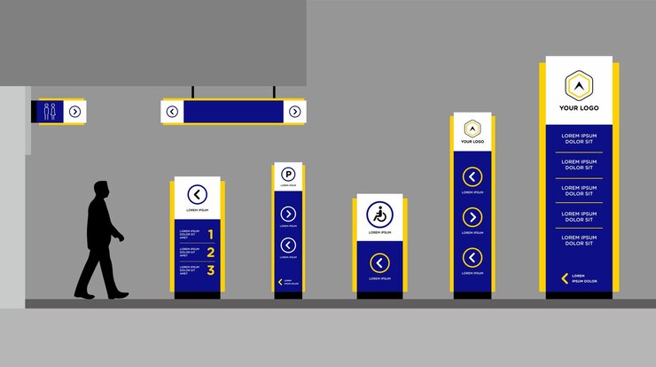 Vector totem signage exterior and interior template set corporate identity