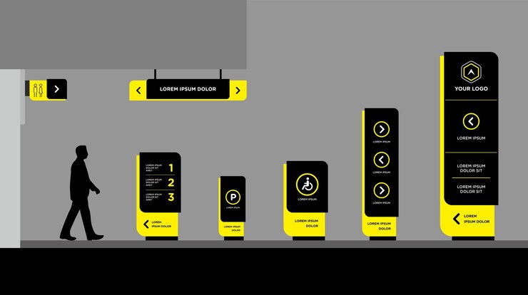 Vector totem signage exterior and interior template set corporate identity
