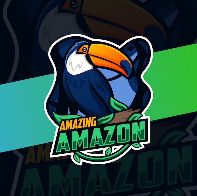 Toucan amazon vogel mascotte logo ontwerp