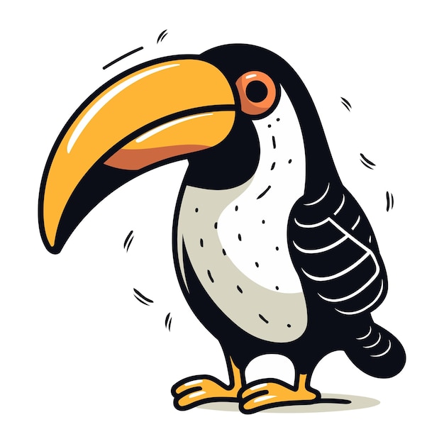 Toucan bird cartoon vector illustration isolated on a white background