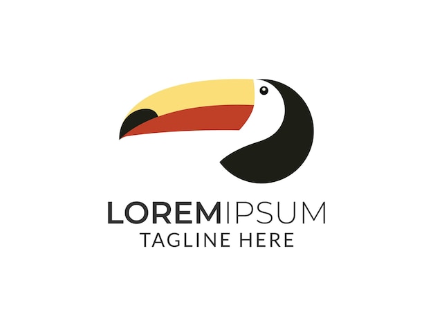 Vector toucan bird flat style vector logo template