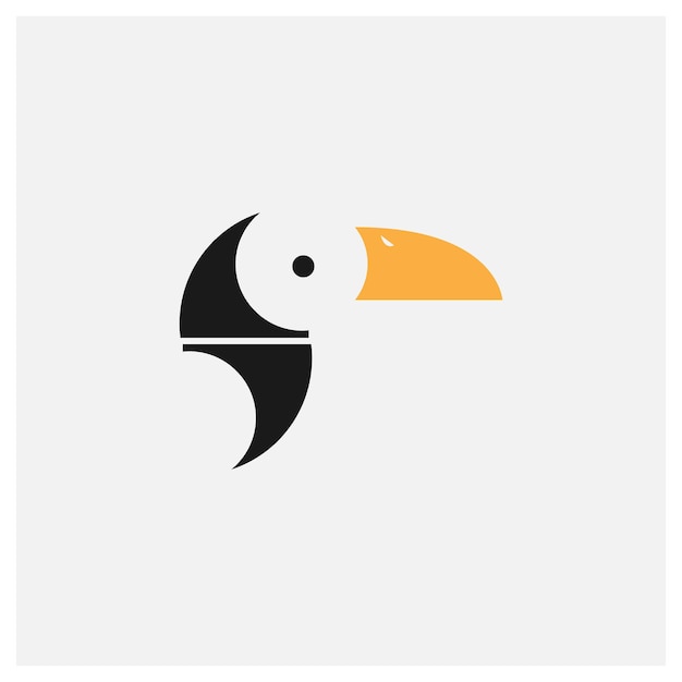 Design piatto moderno del logo dell'uccello tucano