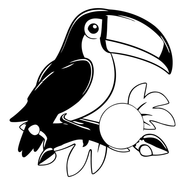 Vector toucan bird with orange in its beak