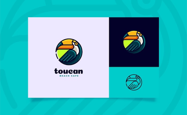 Toucan cartoon logo illustration circle