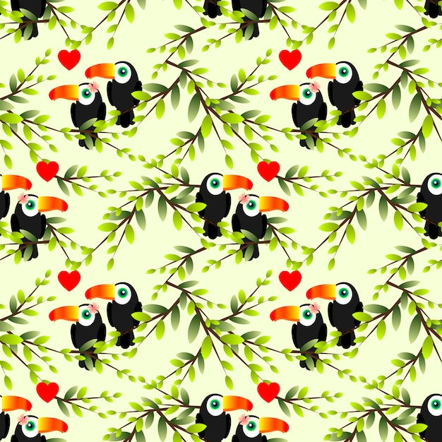 Toucan couple seamless pattern.