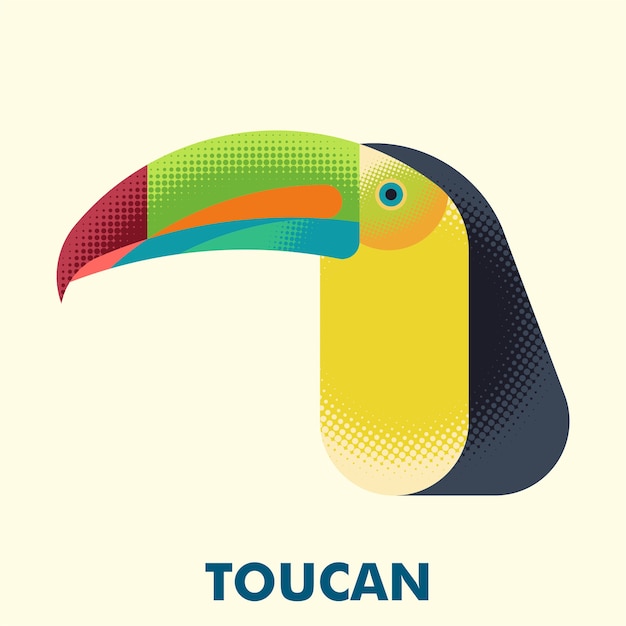 Toucan head flat halftone vector