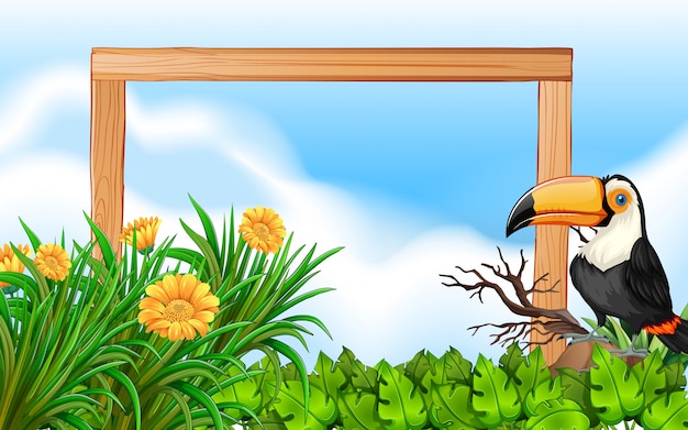 Toucan houten frame achtergrond