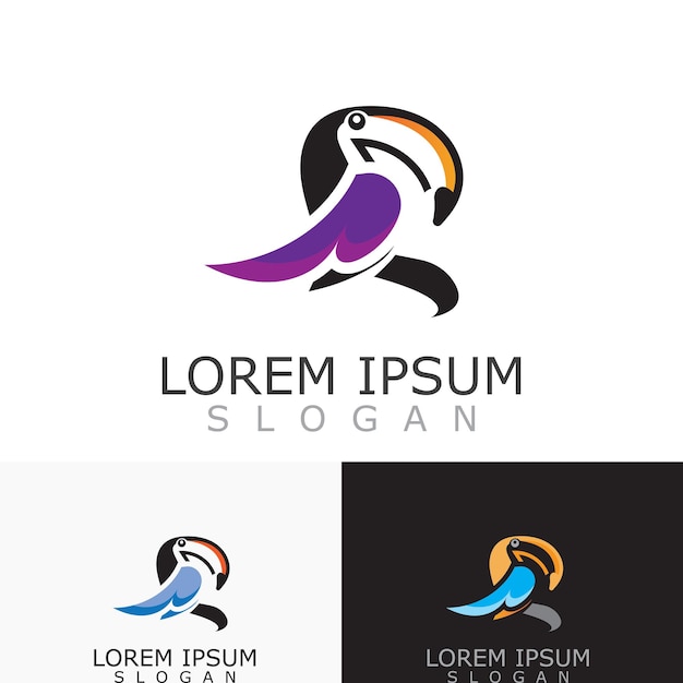 Тукан простой дизайн логотипа изображение птица векторная иллюстрация