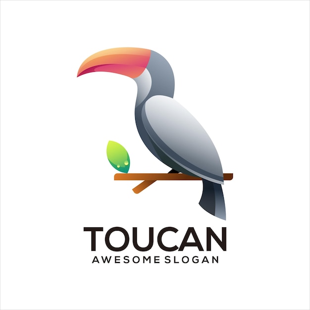 Toucan vogel kleurrijke gradiënt ontwerp logo