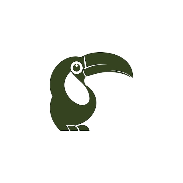 Vector a toucan with a large beak and a large letter t on a white background