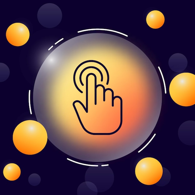 Вектор Значок линии сенсорного управления ручное нажатие кнопки коснитесь, проведите пальцем по экрану жестом пальца технологическая концепция стиль glassmorphism значок векторной линии для бизнеса и рекламы
