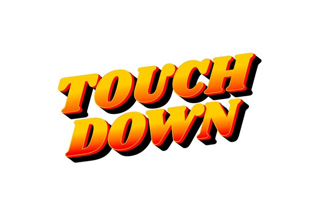 Touch down tekst-effect in opvallende kleuren met 3D-effect