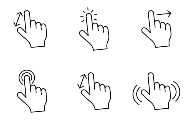 touch gesture hand icons for tap swipe zoom and press actions ideal for ui ux and app design