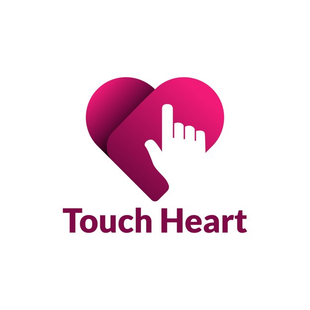 Il modello touch hearth logo progetta l'illustrazione vettoriale, il modello charity logo progetta