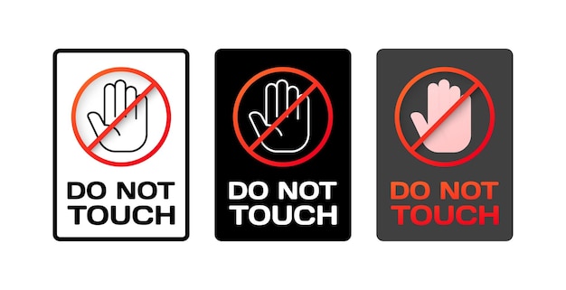 Vector don't touch icons different styles hand crossed out with a red line do not touch signs vector icons