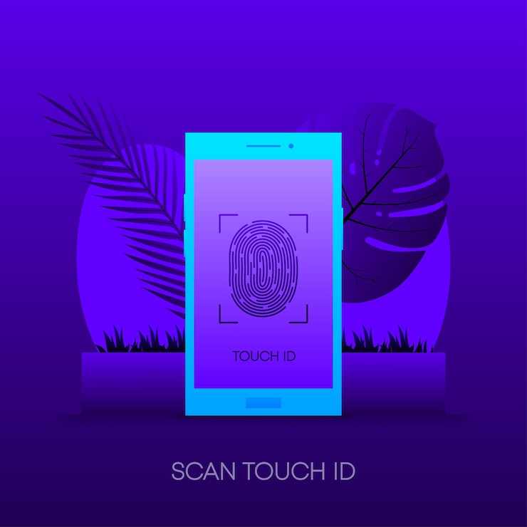 Vector touch id vector icon isolated fingerprint design for app and smartphones. scanner icon. vector illustration.
