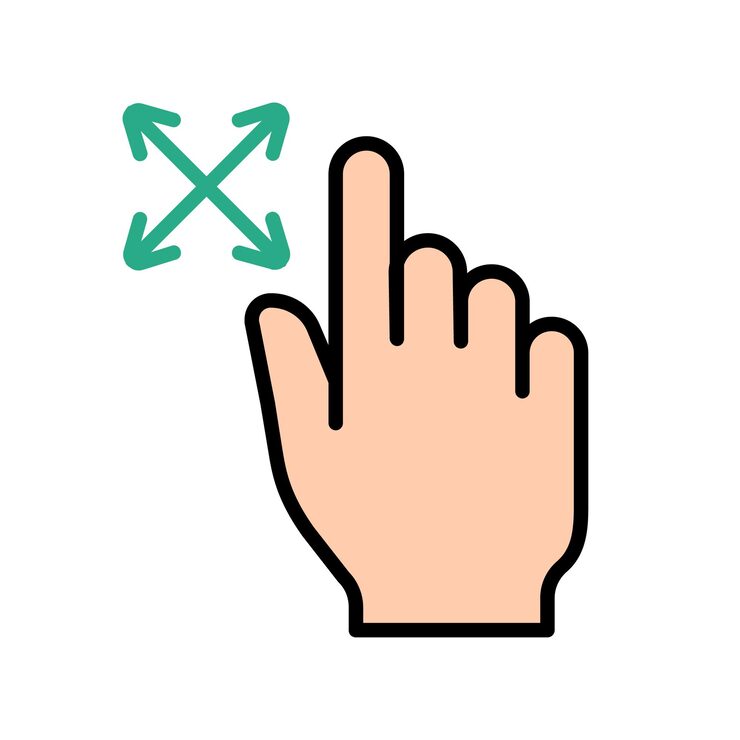 Vector 터치 패드 아이콘 인스 손가락 더블 클릭 감소 증가 회전 회전 근사 누르기 스크롤 클릭 화살표 센서 회전 이동 응답 시간 x2