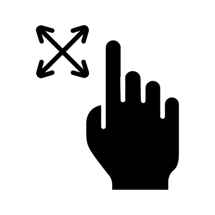 Vector touch pad icon index finger doubleclick decrease increase turn rotation approximation press scrolling click arrow sensor turn zoom in move response time x2