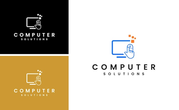 touch screen computer logo hand click mouse vector template