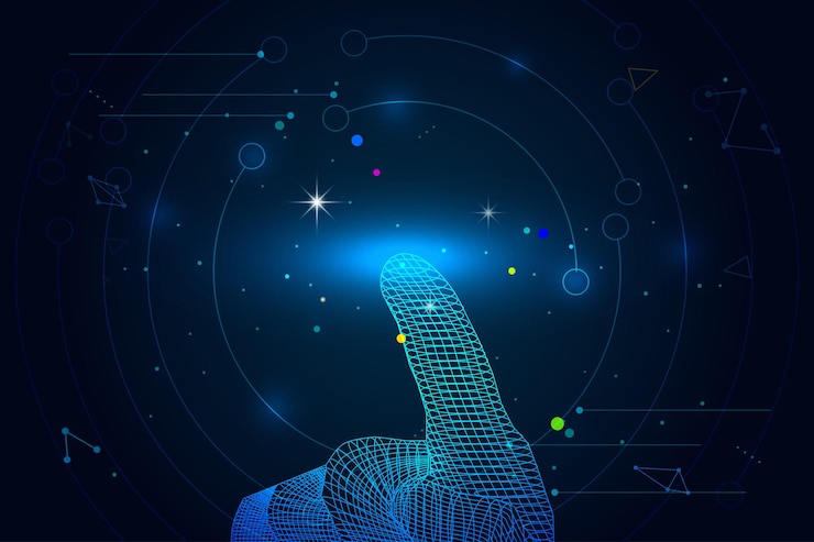 Vector touch screen finger ai ai technology scene concept vector background