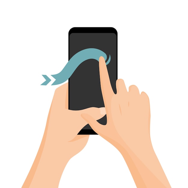 Gesti delle mani sullo schermo a sfioramento icona piatta colorata con movimento del dito isolato illustrazione vettoriale gesto del touchscreen a mano vettore come scorrimento o tocco scorrevole