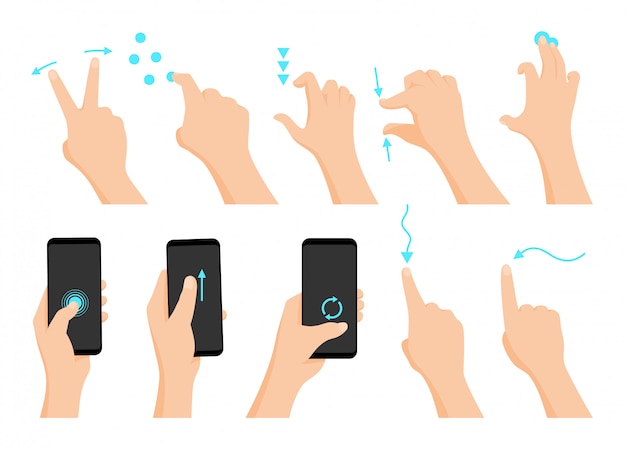 Vector touch screen hand gestures