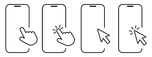 Touch screen icons Click on the smartphone Vector illustration EPS 10