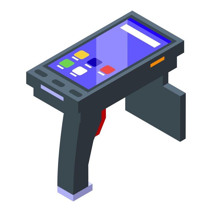 Vector touch screen rfid scanner icon isometric vector city security shop smart wireless